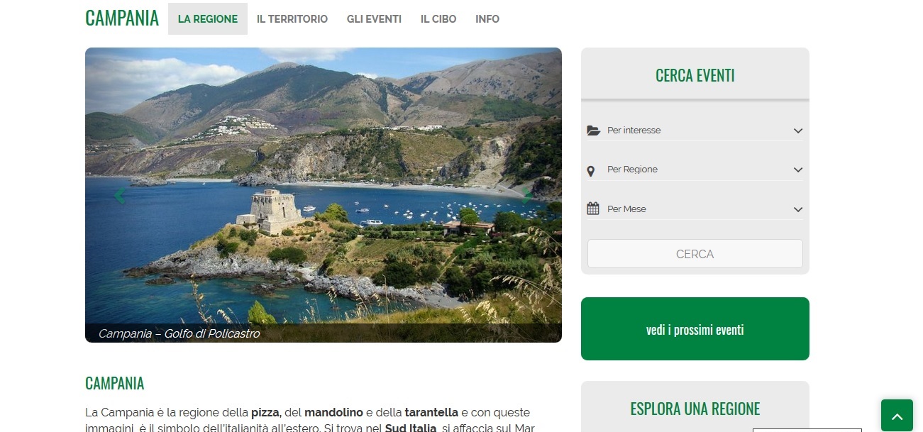 Screenshot derRegionenkarte von Italy by events